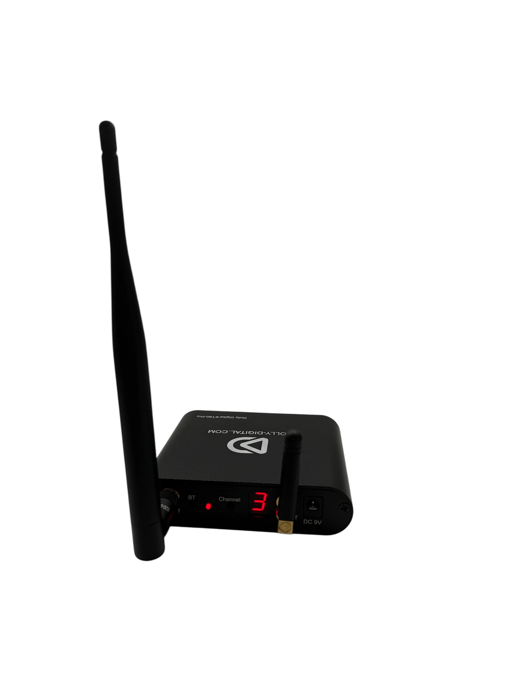 T80Pro-Bluetooth-sender med indbygget batteri og mikrofonindgang. 5 kanaler.