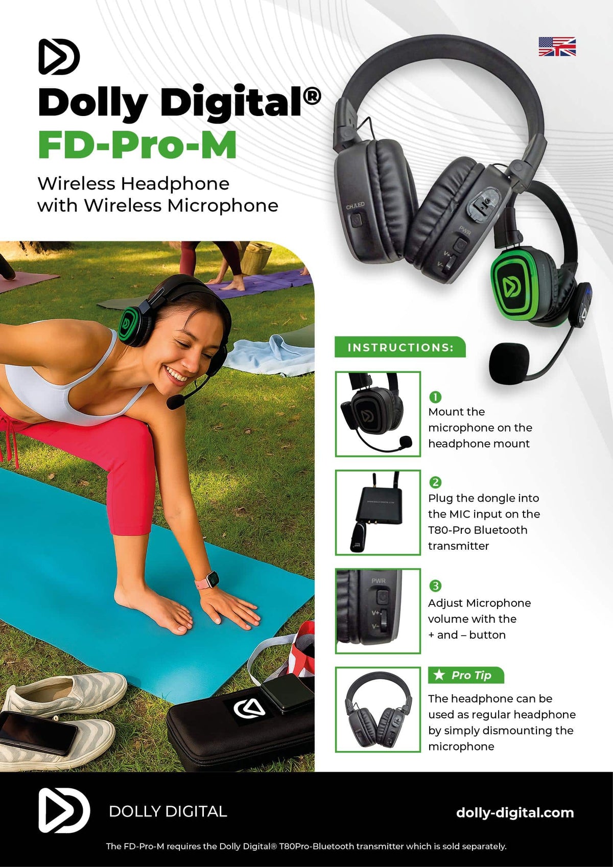 10x type FD-Pro Headsets + 1x Microfoon + Bluetooth. Premium Silent Disco pro kit