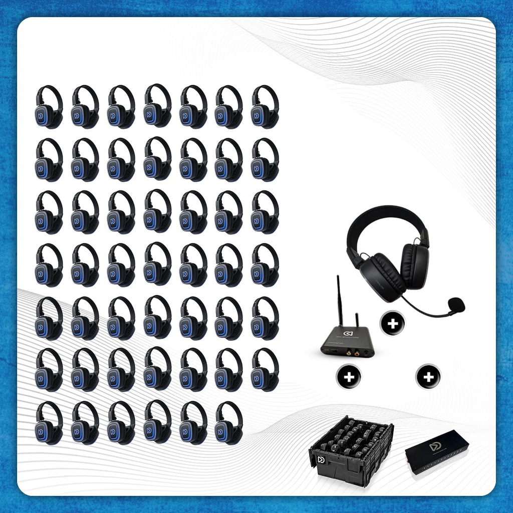 Pro Box FD-Pro 48 + 1x Microfoon + Bluetooth + Oplaadstation. Premium Silent Disco pro kit met storage box