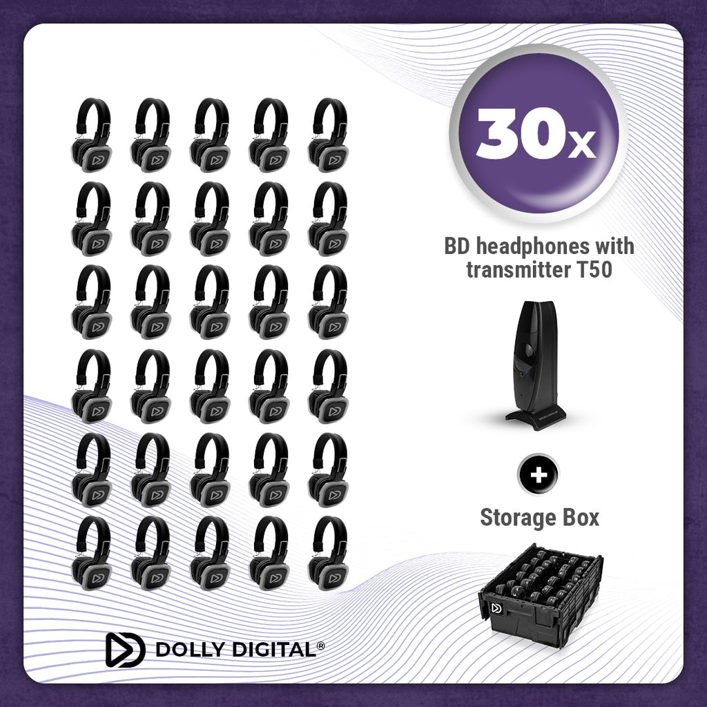 Pro Box BD 30. Silent Disco pro kit met T50 zender en een storage box