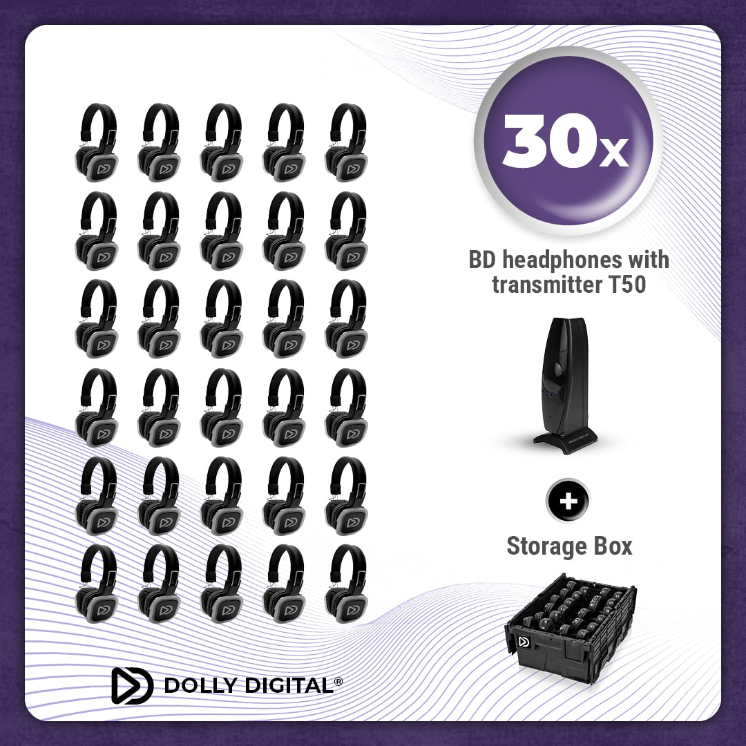 Pro Box BD 30. Silent Disco pro kit met T50 zender en een storage box