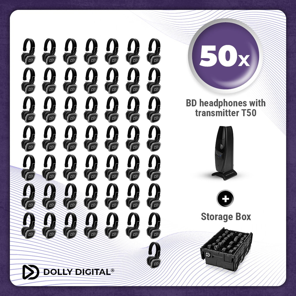Pro Box BD 50. Silent Disco pro kit met T50 zender en 2 storage boxen