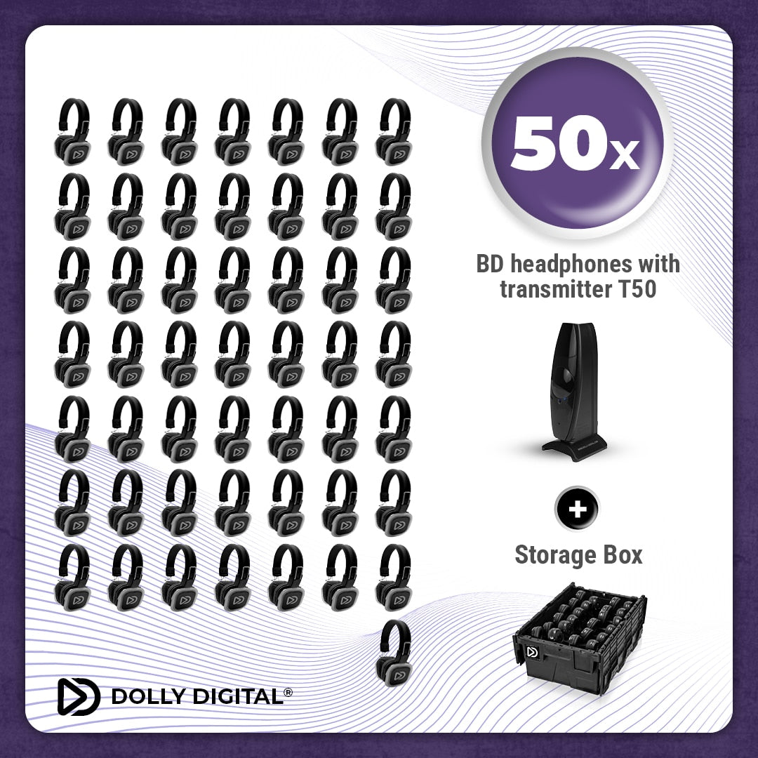 Pro Box BD 50. Silent Disco pro kit met T50 zender en 2 storage boxen