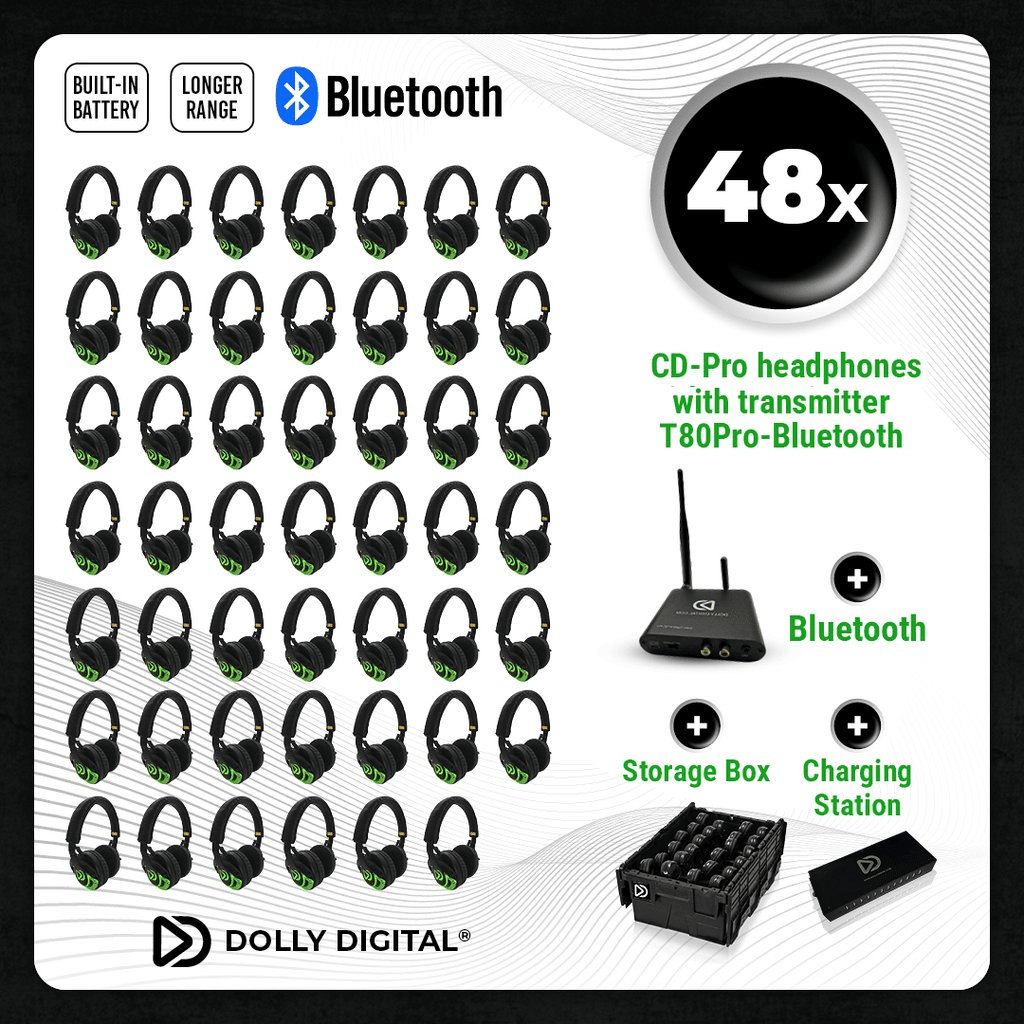 Pro Box CD-Pro 48. Premium Silent Disco pro kit met storage box + 48-poorts oplaadstation