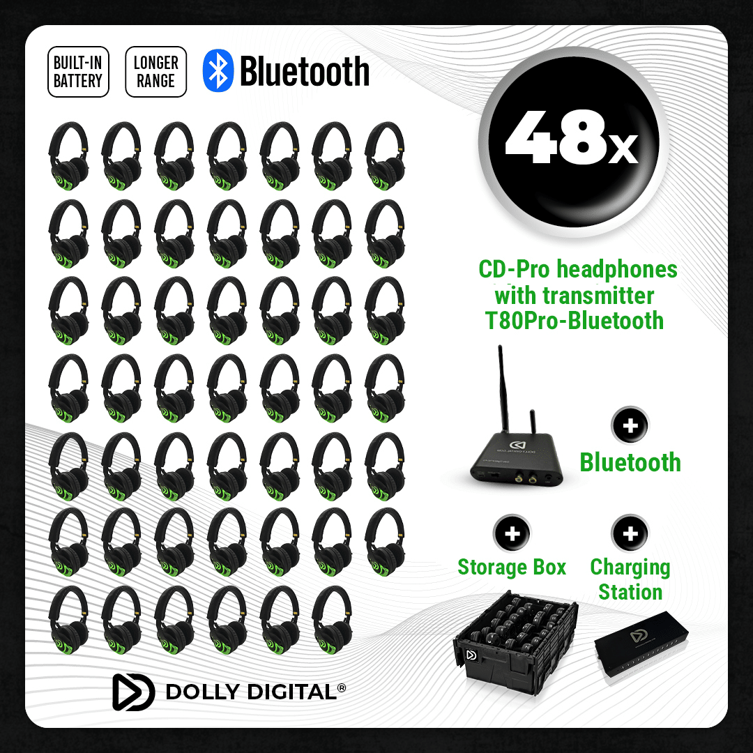 Pro Box CD-Pro 48. Premium Silent Disco pro kit met storage box + 48-poorts oplaadstation