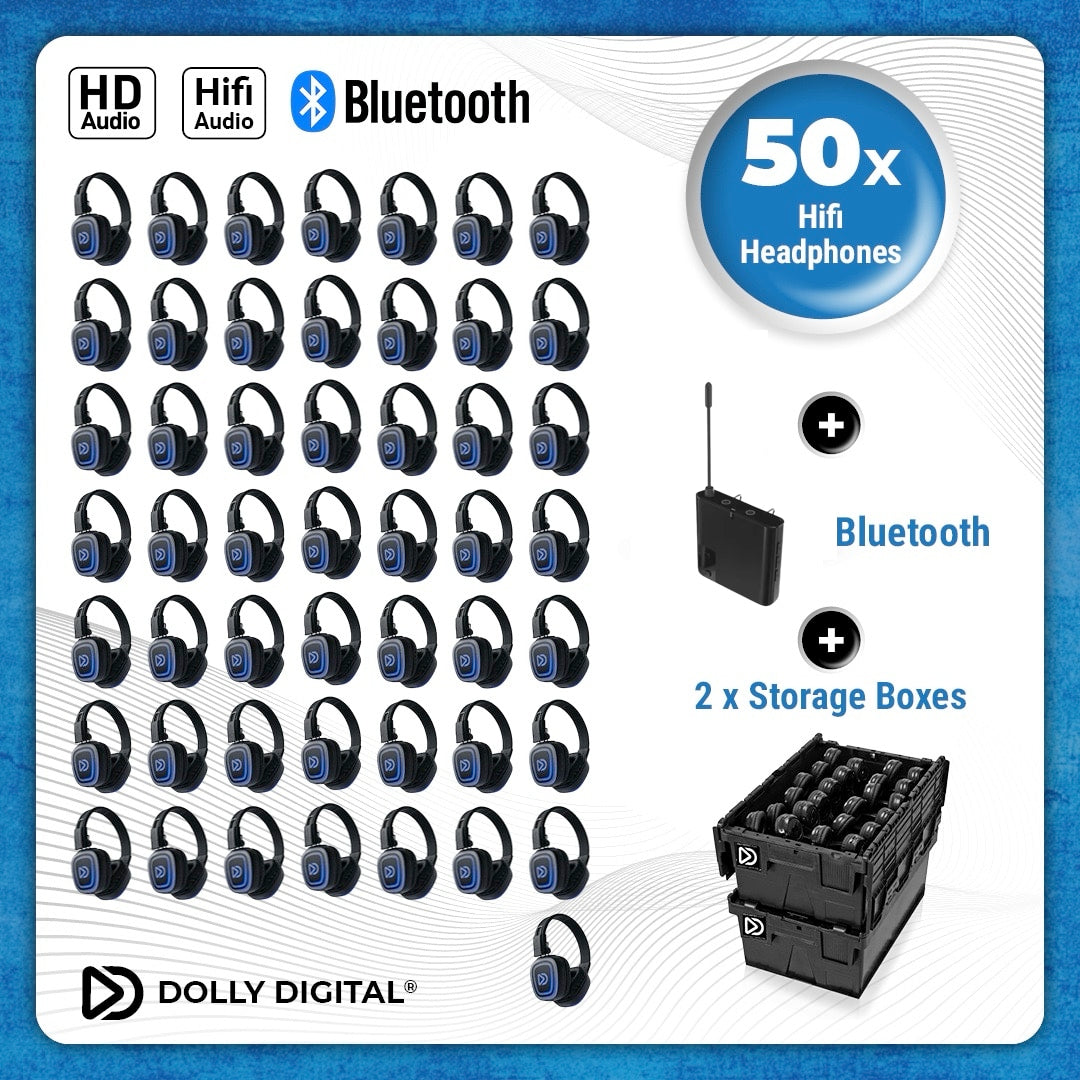 Pro Box FD-Pro 50. Premium Silent Disco pro kit, TX20 draagbare zender met storage boxen