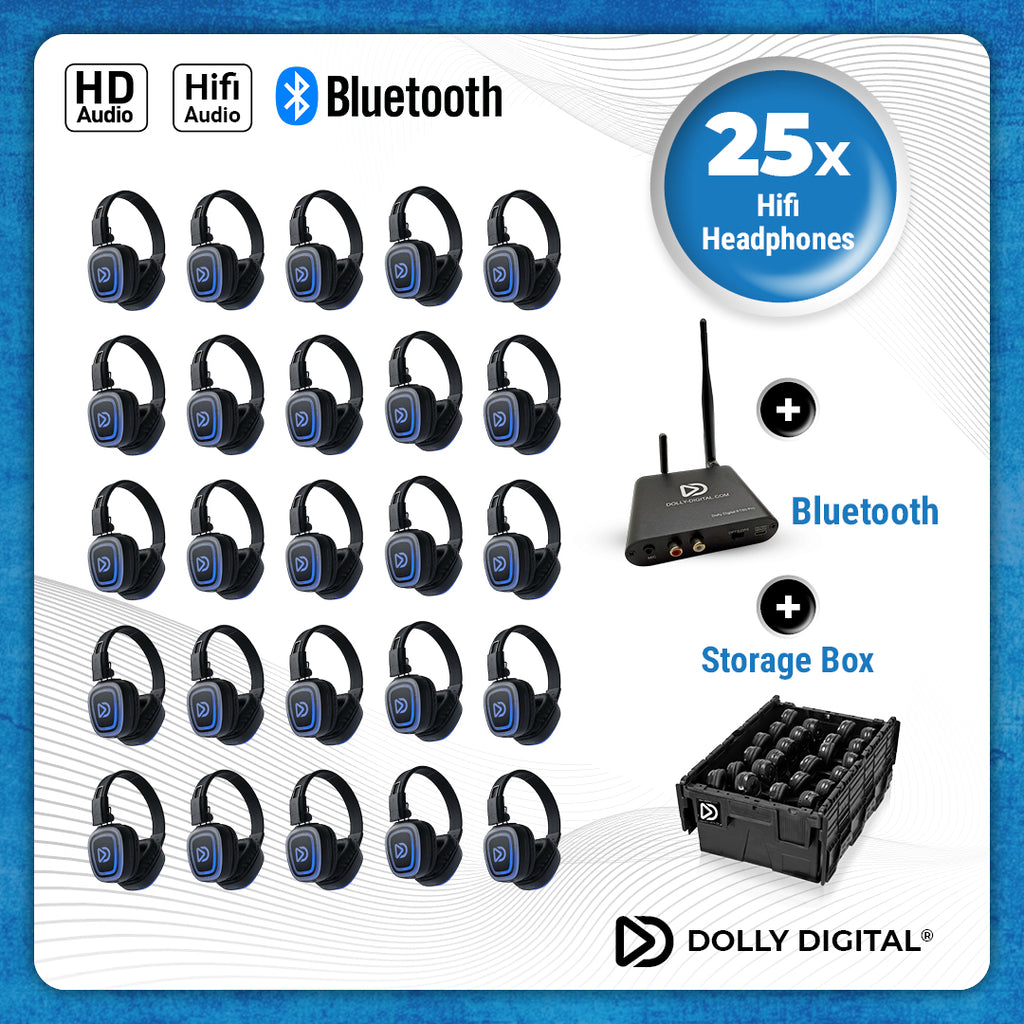 Pro Box FD-Pro 25. Premium Silent Disco pro kit with T80 Pro Bluetooth transmitter and storage box