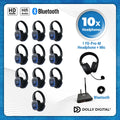 10x type FD-Pro Headsets + 1x Microfoon + Bluetooth. Premium Silent Disco pro kit