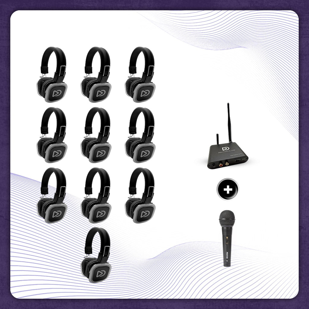 Karaoke Silent Disco set met 10 Dolly Digital® BD Headsets + T80 Pro Bluetooth zender