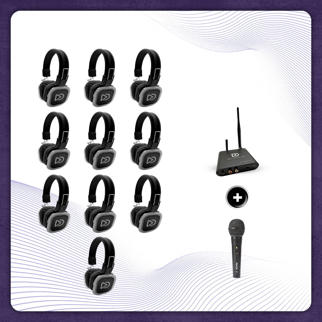 Karaoke Silent Disco set met 10 Dolly Digital® BD Headsets + T80 Pro Bluetooth zender