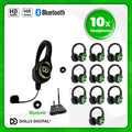 10x type RD-Pro Headsets + 1x Microfoon + Bluetooth. Premium Silent Disco pro kit