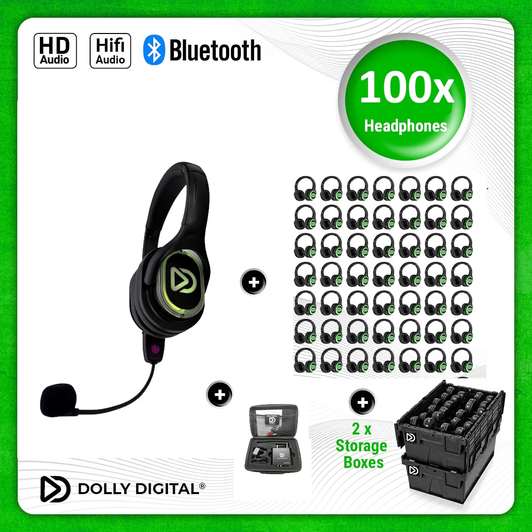 Pro Box RD-Pro 100. Headmounted Microfoon. Premium Draadloze Koptelefoons voor Groepen - Pro Kit, T80 Pro Bluetooth zender met storage boxen
