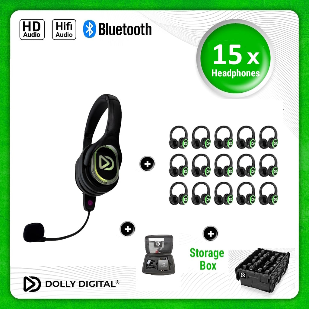 Pro Box RD-Pro 15 + 1x Microfoon + Bluetooth. Premium Silent Disco pro kit met storage box
