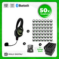 50x type RD-Pro Headsets + 1x Microfoon + Bluetooth. Premium Silent Disco pro kit met storage box