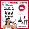 Karaoke Silent Disco set met 10 Dolly Digital® DD Headsets + T80 Pro Bluetooth zender